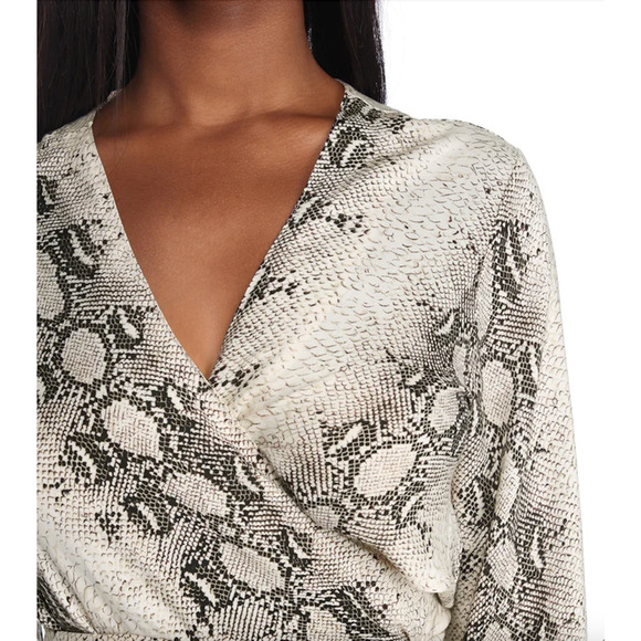 Windsor XS Cream In Style Snake Print Long Sleeve Wrap Top - Picture 2 of 8